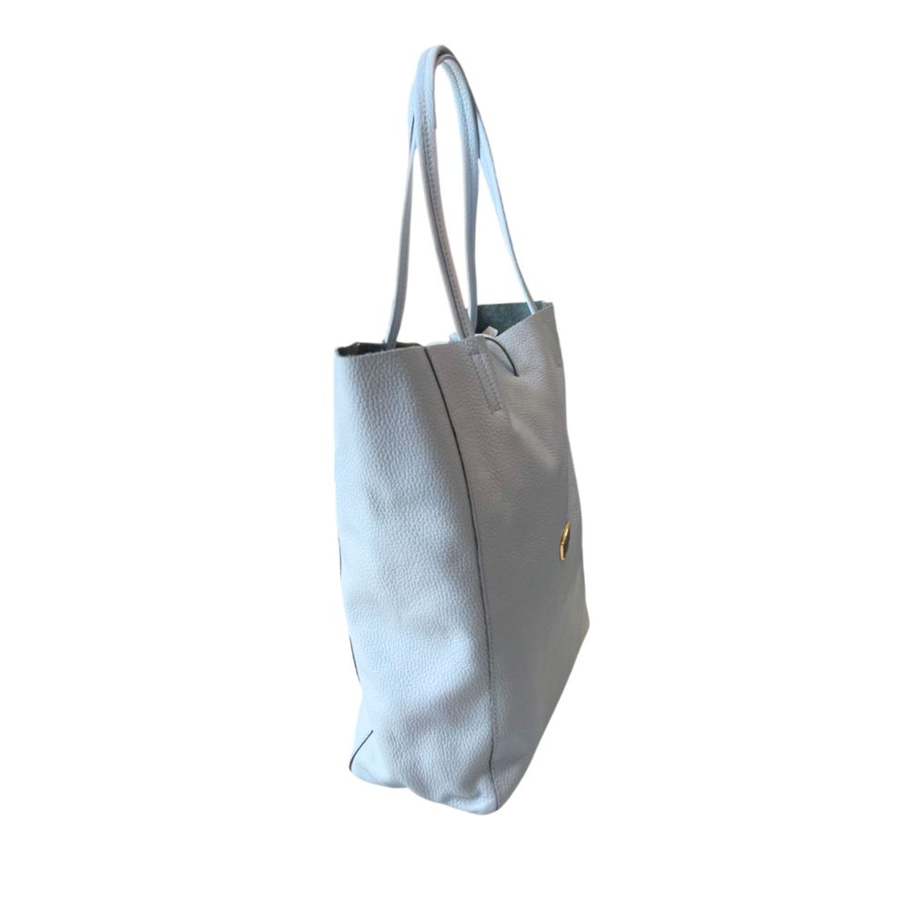 Baldinini Trend - Structured Blue Cowhide Shoulder Bag With Tie Closure - Blue