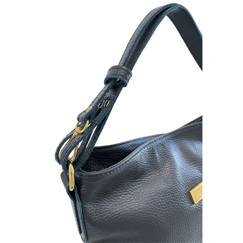 Baldinini Trend - Structured Pebbled Leather Shoulder Bag - Blue Baldinini Trend