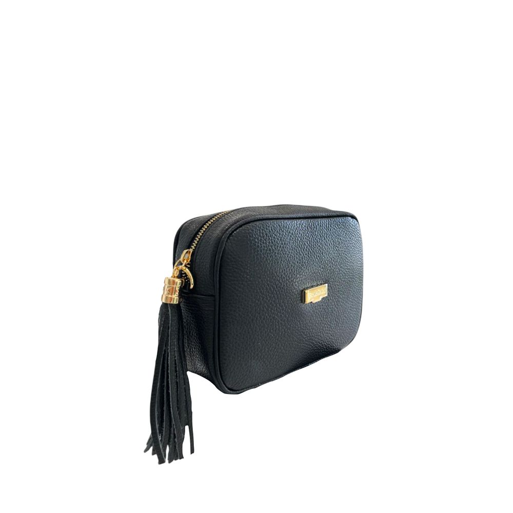 Baldinini Trend - Textured Cowhide Crossbody Bag with Tassel - Black