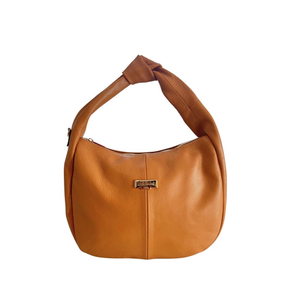 Baldinini Trend - Polished Textured Cowhide Shoulder Bag with Adjustable Strap - Brown