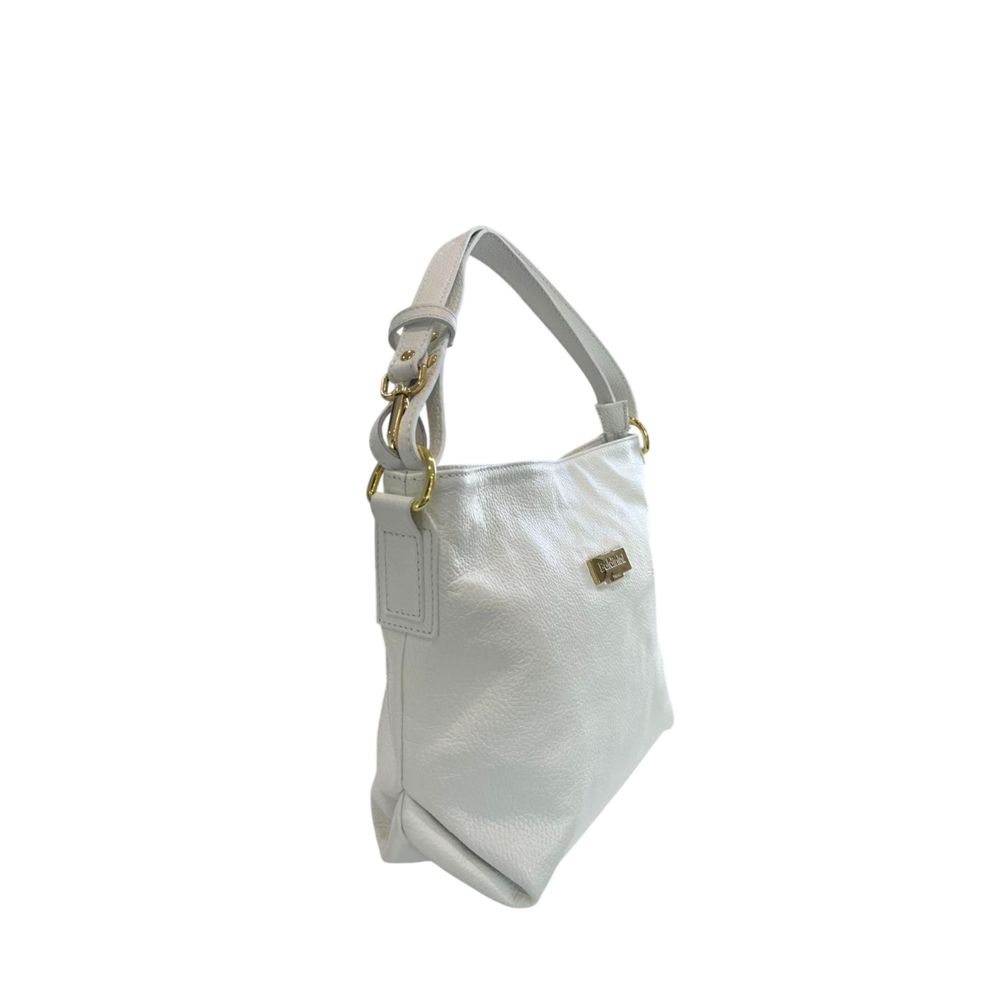 Baldinini Trend - Polished Textured Cowhide Shoulder Bag with Gold Hardware - White