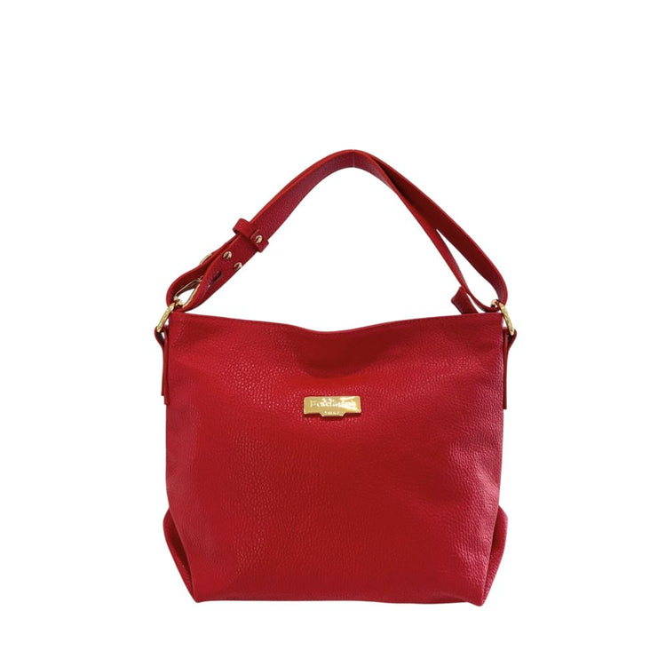 Baldinini Trend - Structured Textured Leather Shoulder Bag With Gold Hardware - Red Baldinini Trend