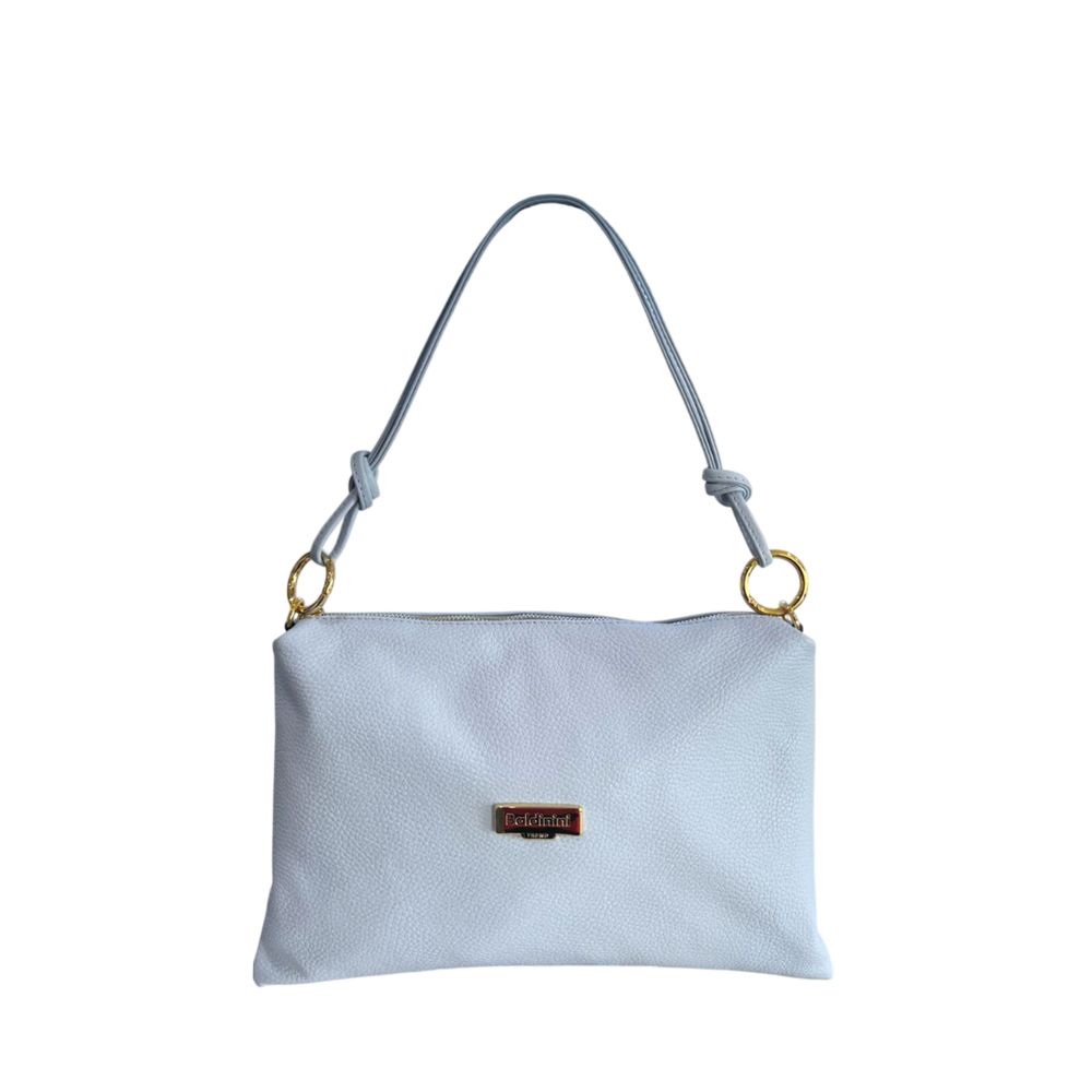 Baldinini Trend - Sleek Blue Cowhide Clutch Bag With Gold Hardware - Blue