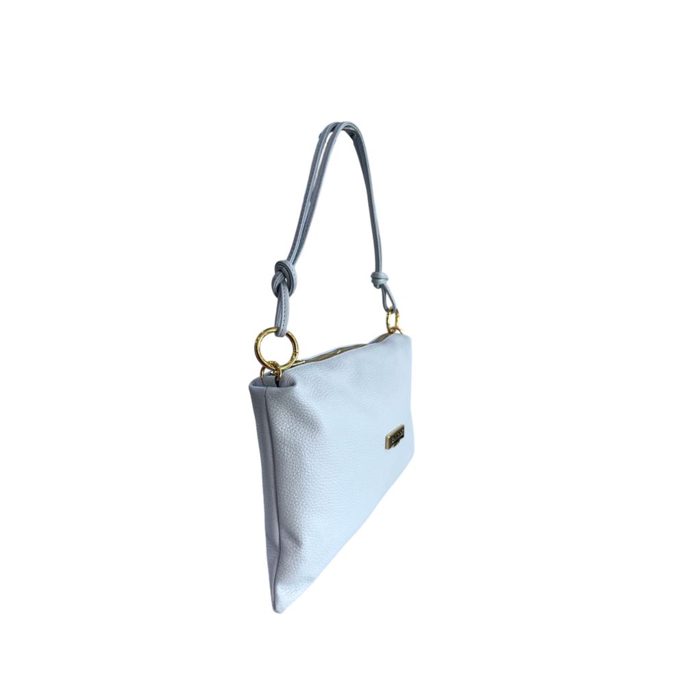 Baldinini Trend - Sleek Blue Cowhide Clutch Bag With Gold Hardware - Blue