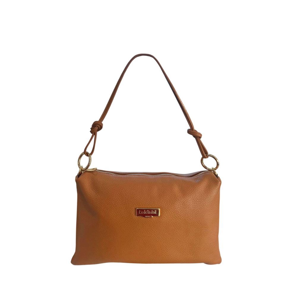 Baldinini Trend - Versatile Pebbled Leather Shoulder Clutch Bag - Brown
