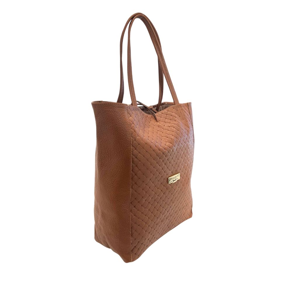 Baldinini Trend - Sophisticated Woven Faux Leather Tote Bag - Brown