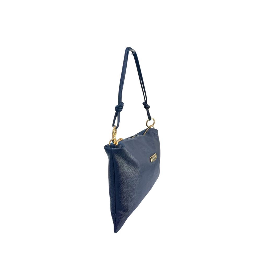 Baldinini Trend - Polished Blue Cowhide Convertible Clutch Bag - Blue