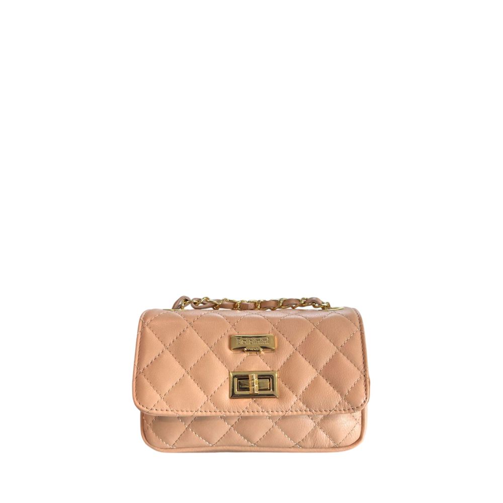 Baldinini Trend - Elegant Quilted Leather Mini Chain Crossbody Bag - Beige