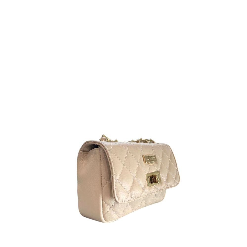 Baldinini Trend - Elegant Quilted Cowhide Mini Crossbody Bag - Beige