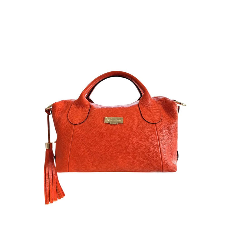 Baldinini Trend - Vibrant Textured Cowhide Shoulder Bag With Tassel - Orange Baldinini Trend