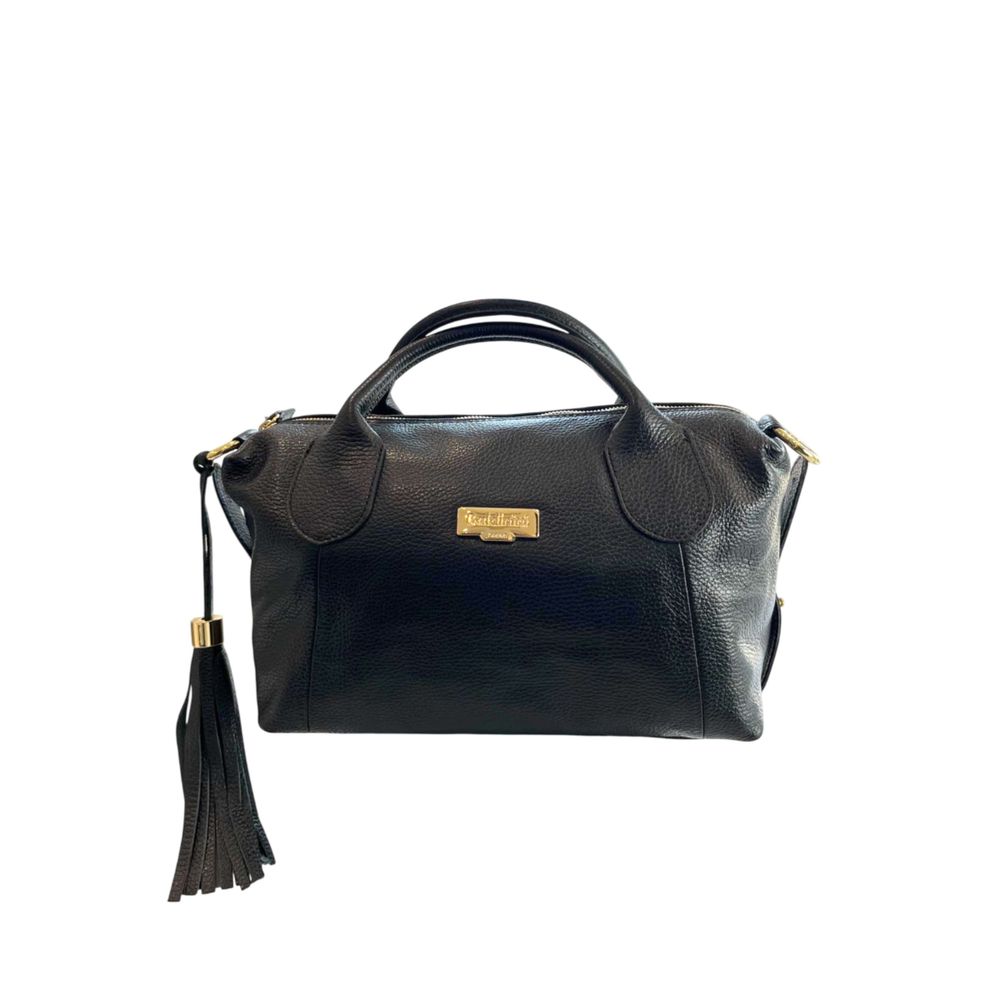 Baldinini Trend - Polished Textured Cowhide Shoulder Bag with Tassel - Black