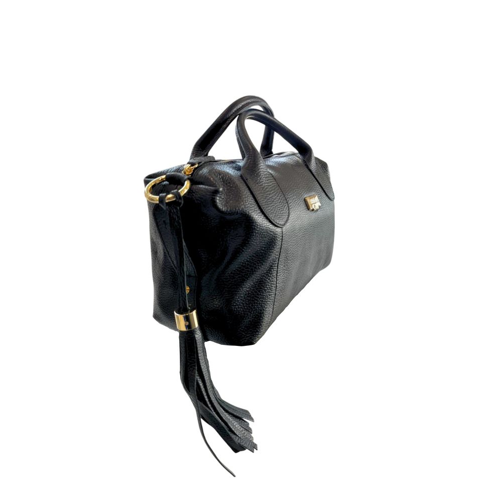 Baldinini Trend - Polished Textured Cowhide Shoulder Bag with Tassel - Black