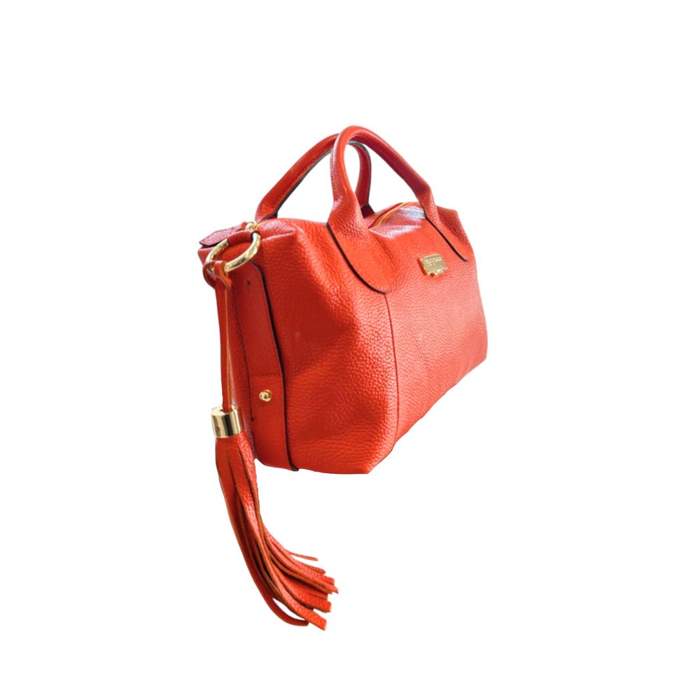 Baldinini Trend - Vibrant Textured Cowhide Shoulder Bag With Tassel - Orange Baldinini Trend
