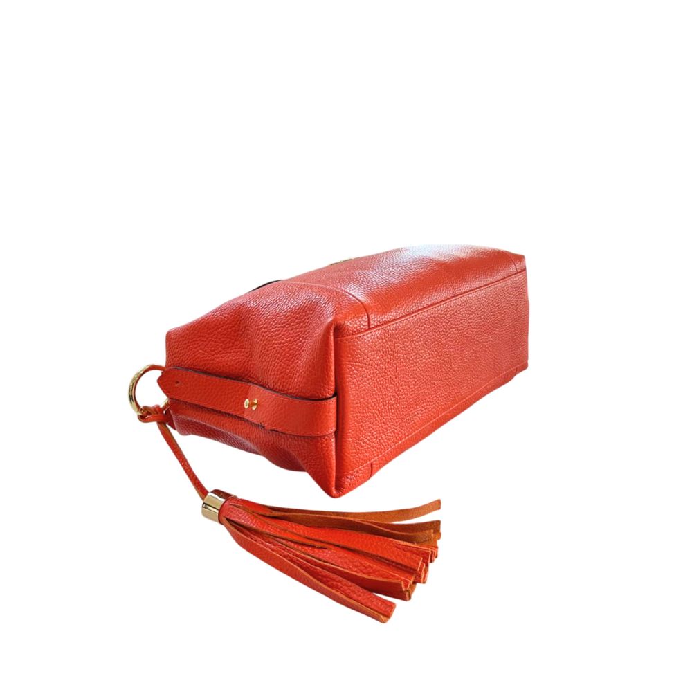 Baldinini Trend - Vibrant Textured Cowhide Shoulder Bag With Tassel - Orange Baldinini Trend