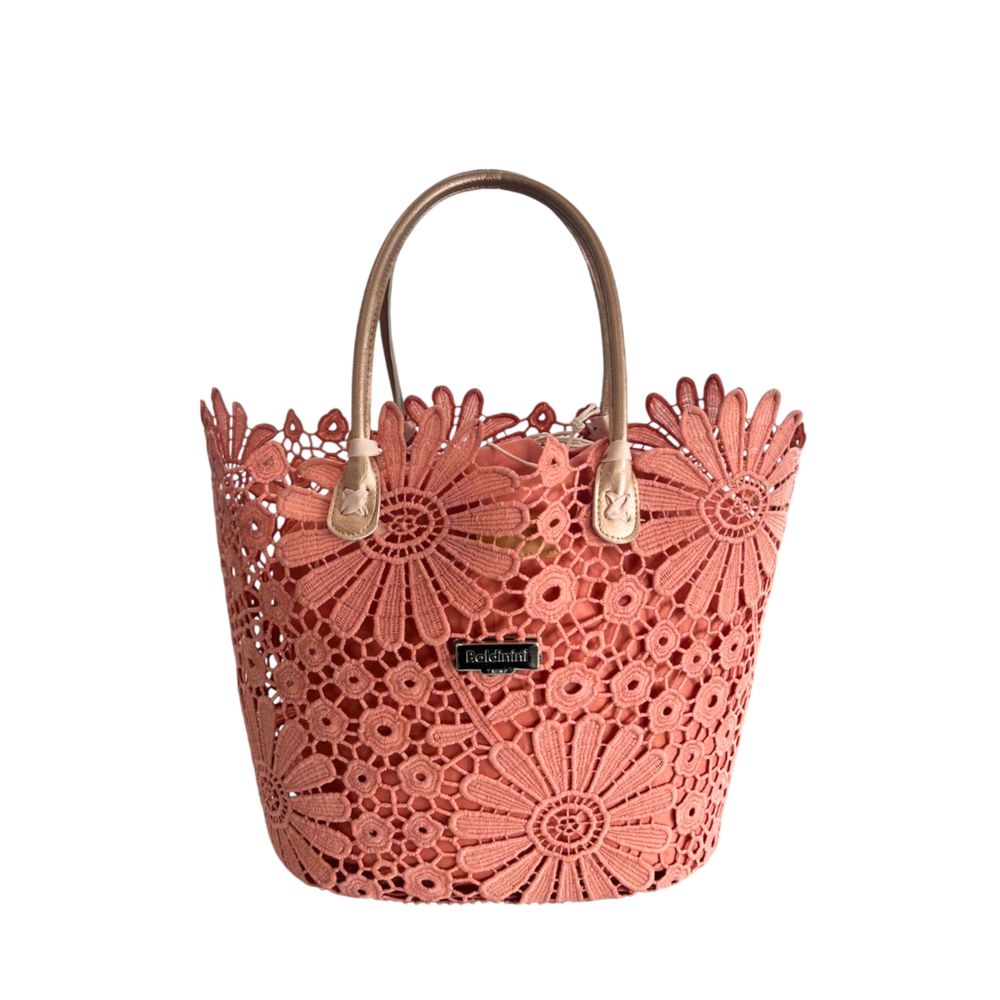 Baldinini Trend - Romantic Floral Openwork Basket Handbag - Pink