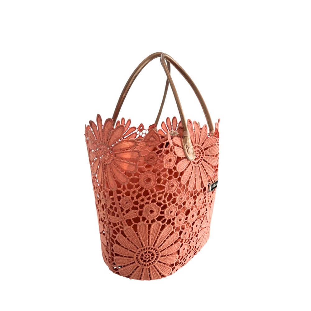 Baldinini Trend - Romantic Floral Openwork Basket Handbag - Pink