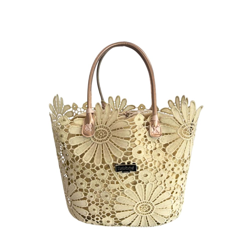 Baldinini Trend - Sculptural Floral Openwork Basket Handbag - Beige