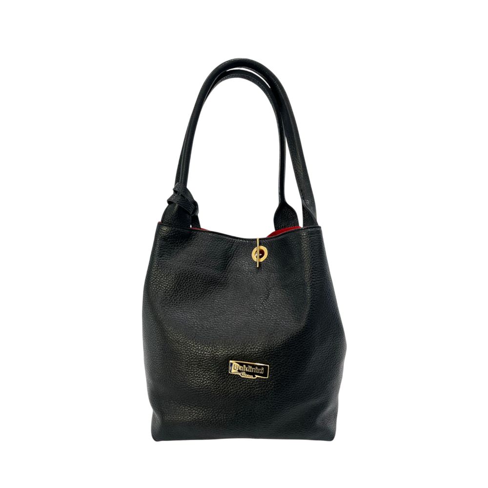 Baldinini Trend - Soft Pebbled Leather Structured Shoulder Bag - Black
