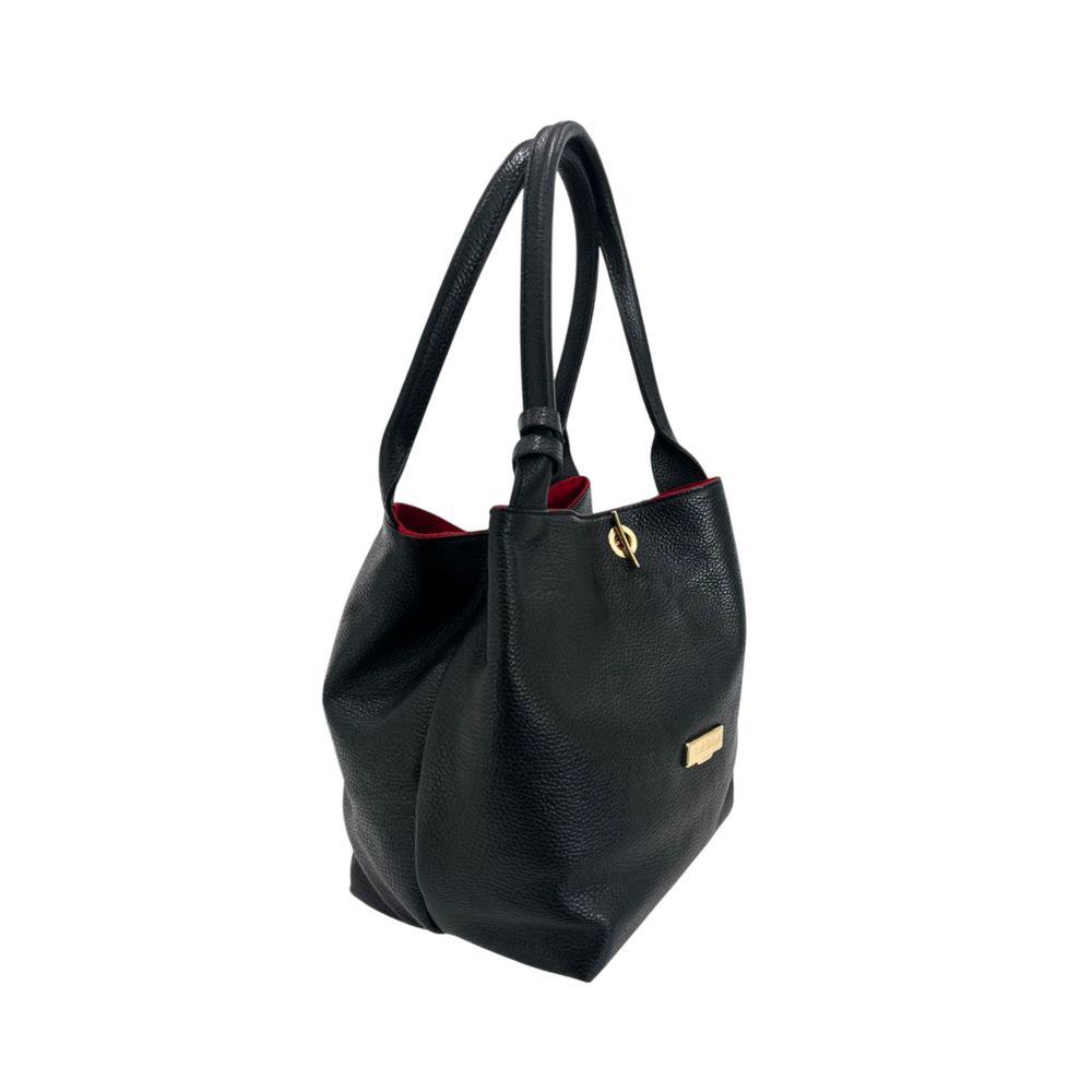 Baldinini Trend - Soft Pebbled Leather Structured Shoulder Bag - Black