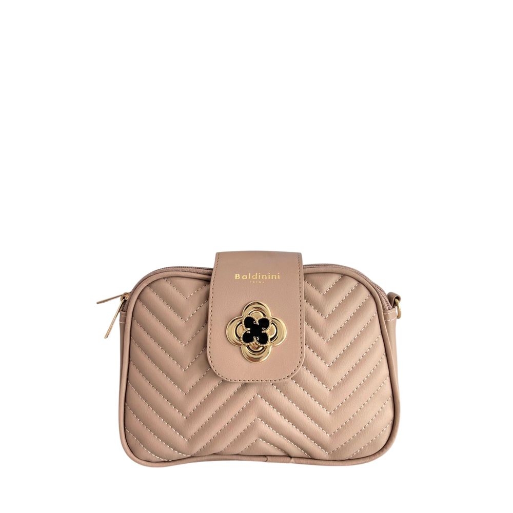 Baldinini Trend - Chic Quilted Chevron Crossbody Bag - Beige