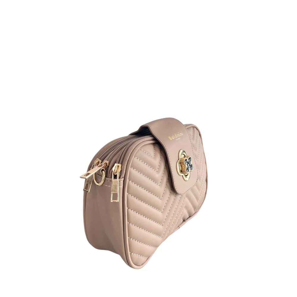 Baldinini Trend - Chic Quilted Chevron Crossbody Bag - Beige