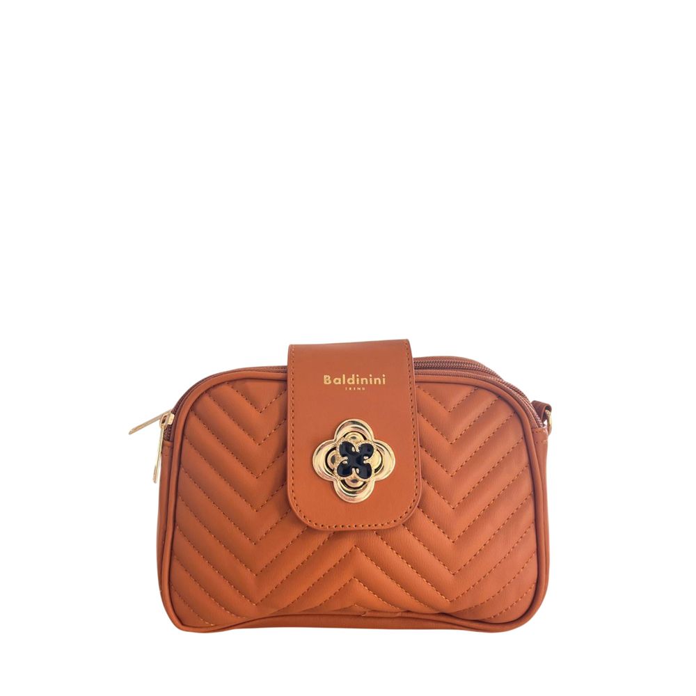 Baldinini Trend - Quilted Chevron Crossbody Bag - Brown
