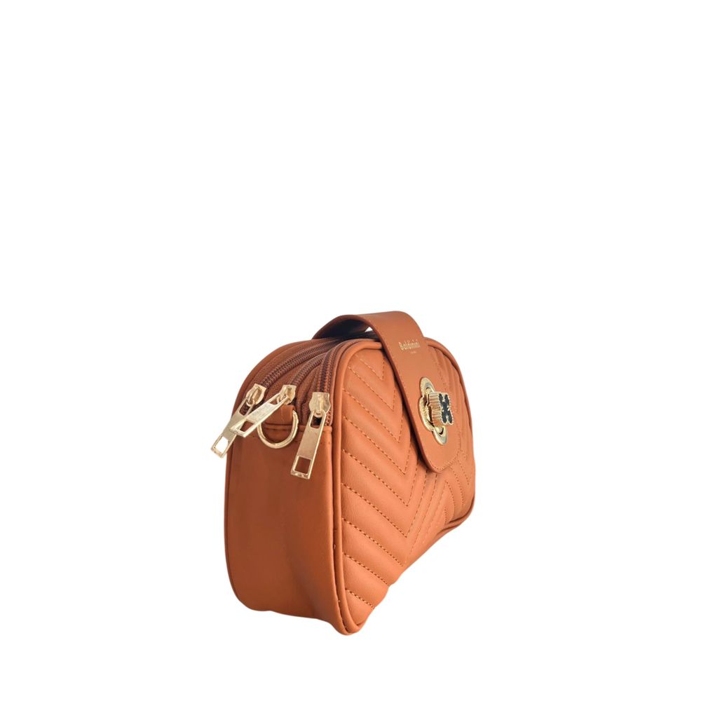 Baldinini Trend - Quilted Chevron Crossbody Bag - Brown