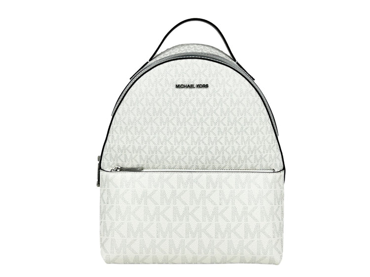 Michael Kors - Polished Monogram Medium PVC Backpack - Silver Michael Kors