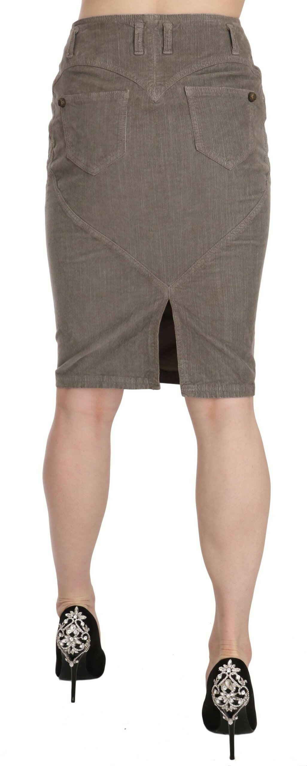 Just Cavalli Gray Corduroy Pencil Straight A-Line Skirt -   -  Just Cavalli.
