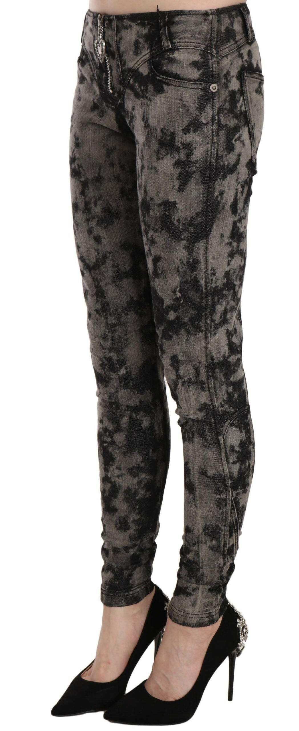 Just Cavalli Black Gray Faded Low Waist Skinny Denim Trousers Jeans -   -  Just Cavalli.