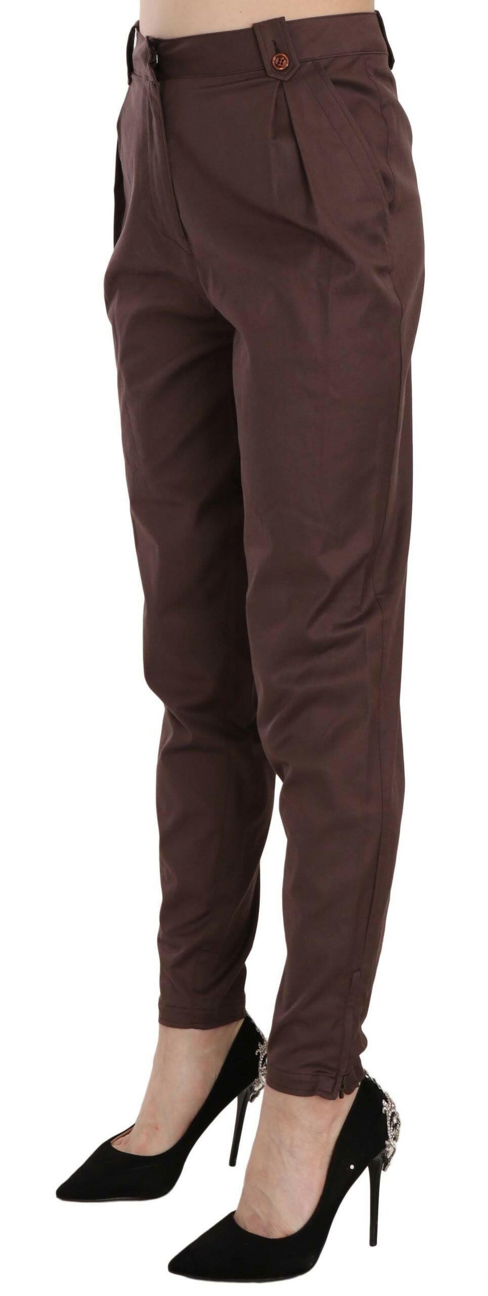 Just Cavalli Brown High Waist Tapered Formal Trousers Pants -   -  Just Cavalli.