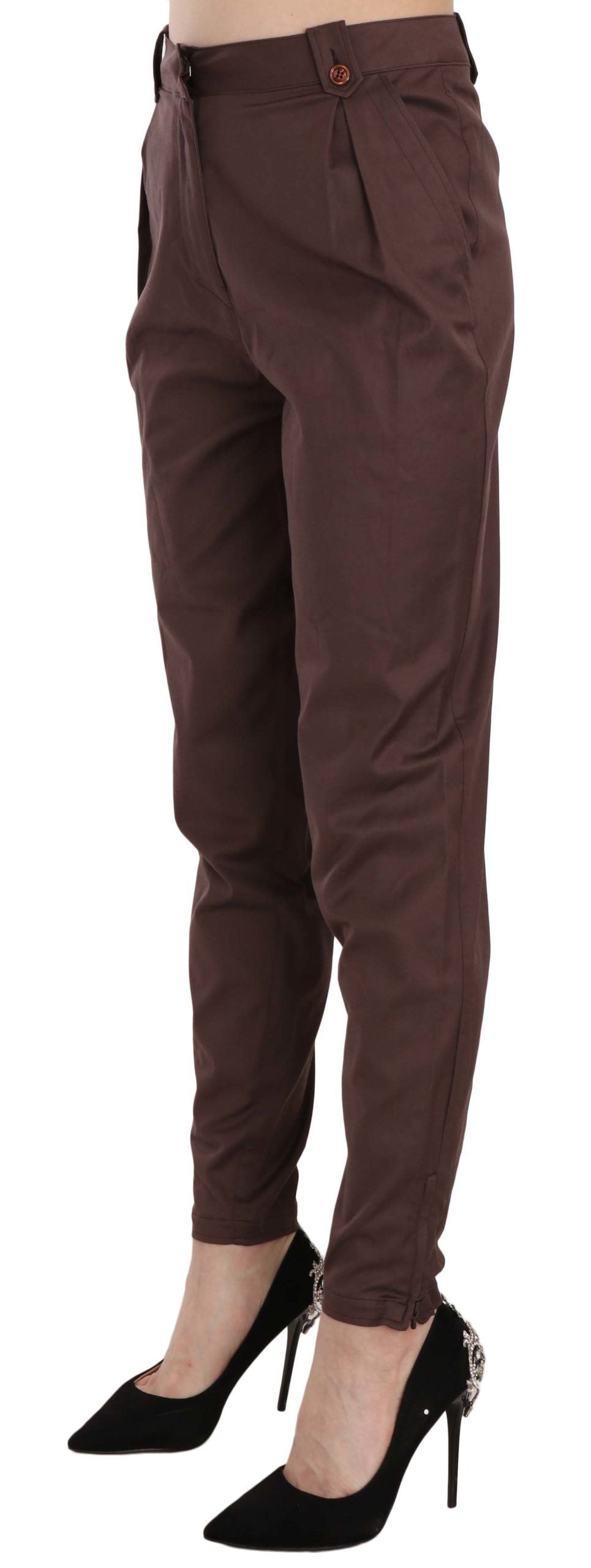 Just Cavalli - Sophisticated High Waist Tapered Formal Trousers - Brown