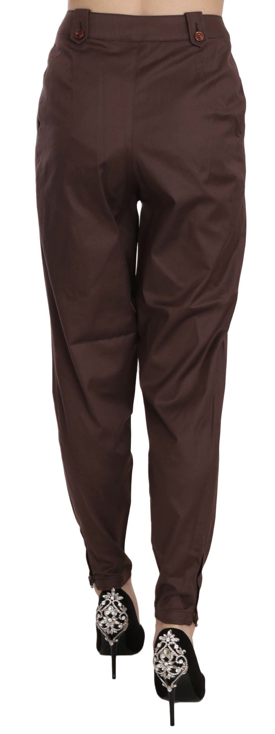Just Cavalli - Sophisticated High Waist Tapered Formal Trousers - Brown
