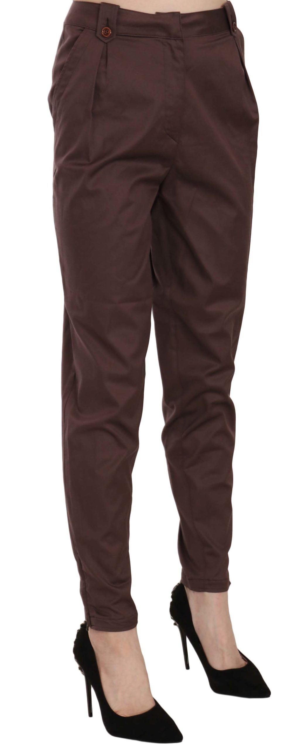 Just Cavalli - Sophisticated High Waist Tapered Formal Trousers - Brown Just Cavalli