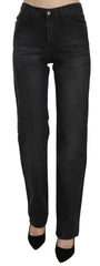 Just Cavalli Black Washed High Waist Straight Denim Pants Jeans -   -  Just Cavalli.