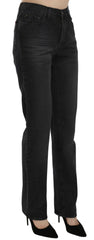 Just Cavalli Black Washed High Waist Straight Denim Pants Jeans -   -  Just Cavalli.