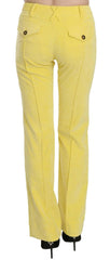 Just Cavalli Yellow Corduroy Mid Waist Straight Trousers Pants -   -  Just Cavalli.