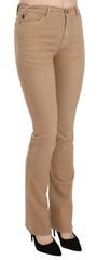 Just Cavalli Brown Cotton Stretch Mid Waist Skinny Trousers Pants -   -  Just Cavalli.