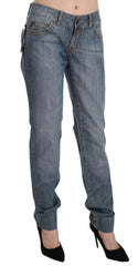 Just Cavalli Blue Washed Cotton Low Waist Slim Fit Denim Pants -   -  Just Cavalli.
