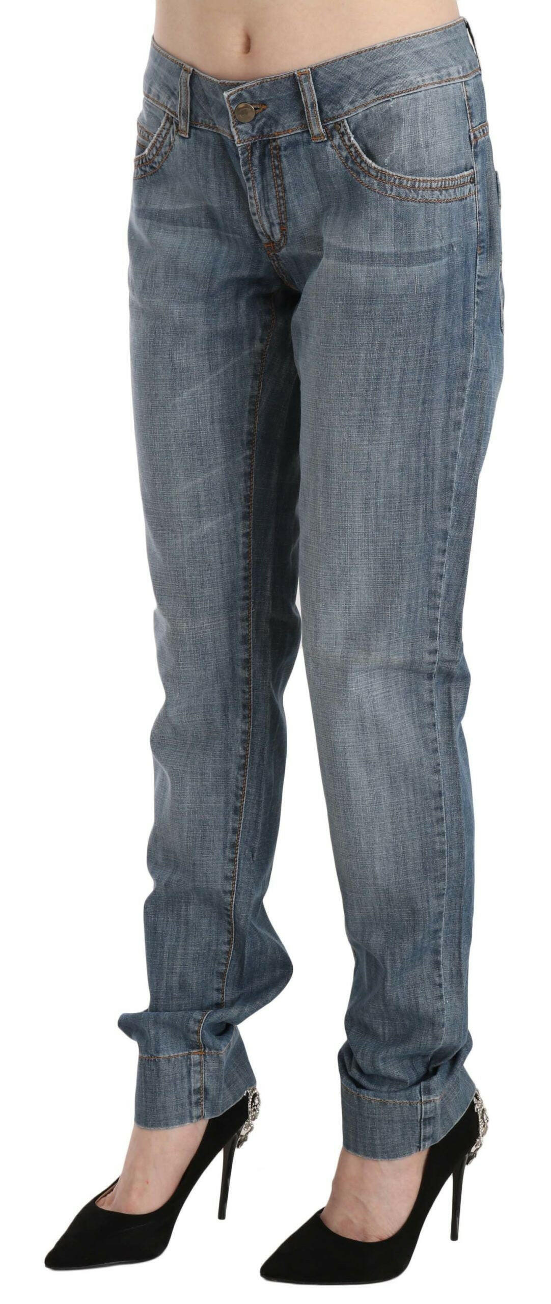 Just Cavalli Blue Washed Cotton Low Waist Slim Fit Denim Pants -   -  Just Cavalli.