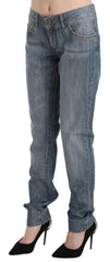Just Cavalli Blue Washed Cotton Low Waist Slim Fit Denim Pants -   -  Just Cavalli.
