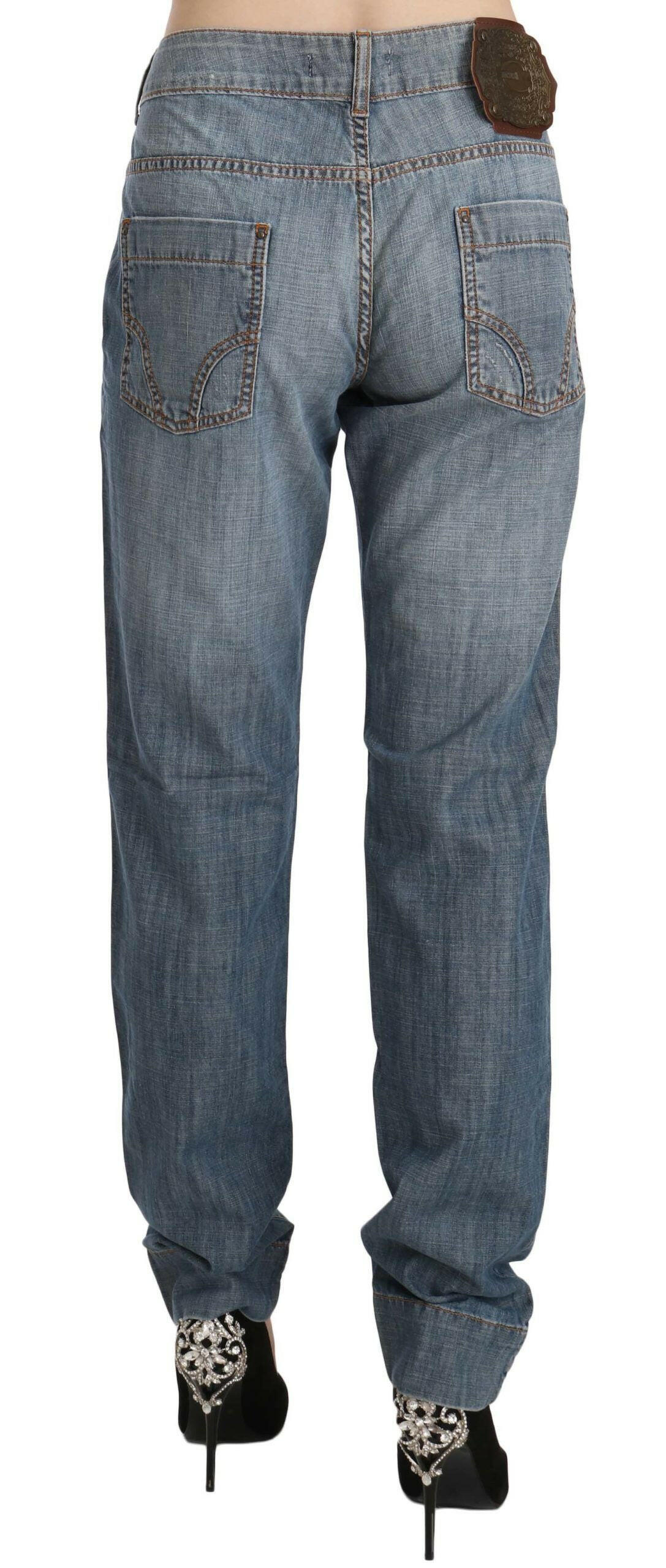 Just Cavalli Blue Washed Cotton Low Waist Slim Fit Denim Pants -   -  Just Cavalli.