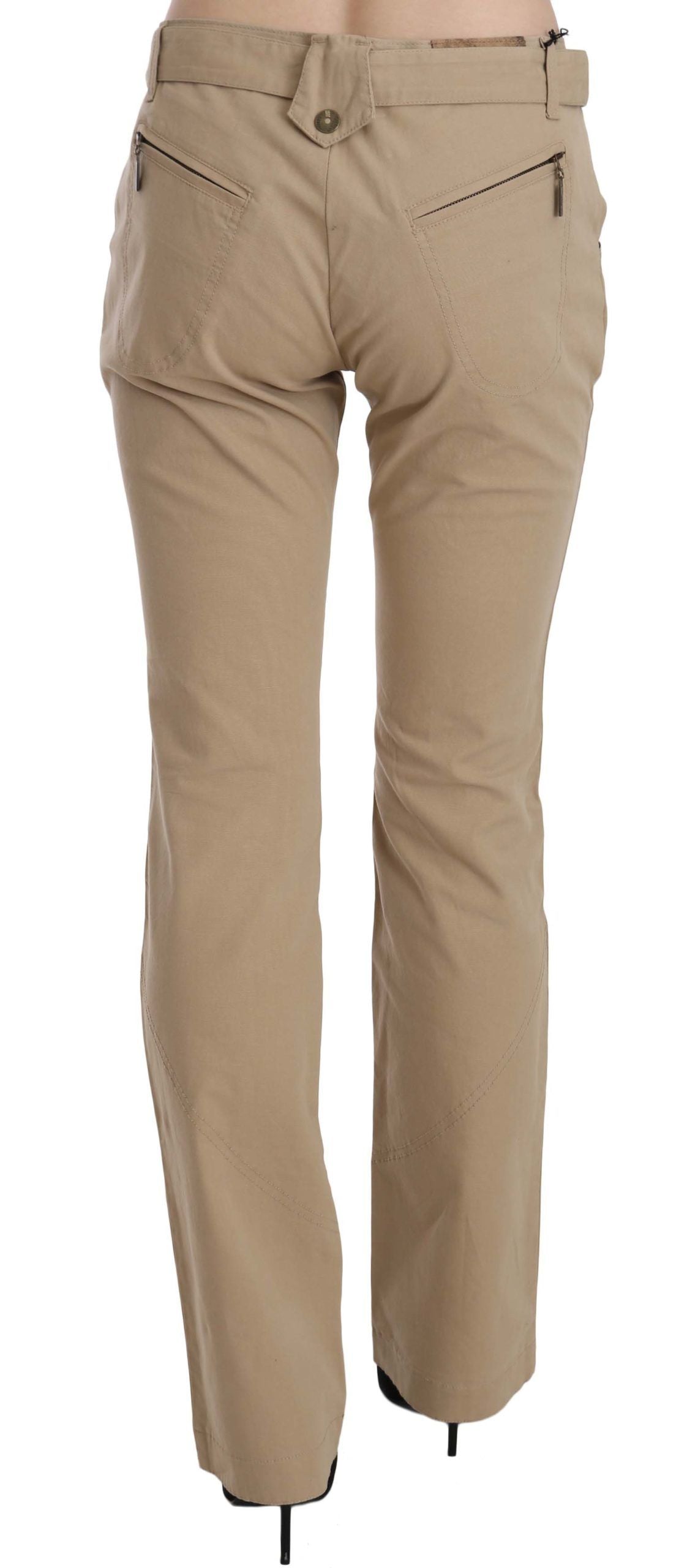 Just Cavalli - Polished Cotton Straight Leg Trousers - Beige