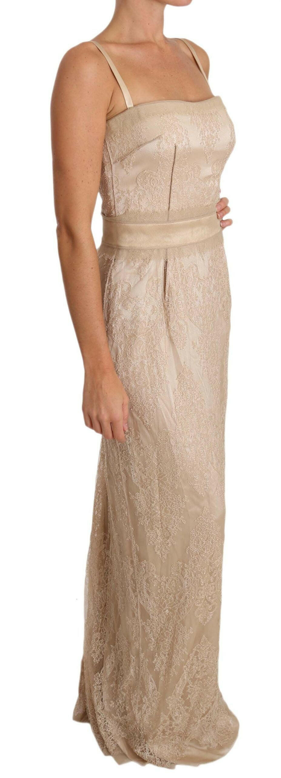 Dolce & Gabbana Beige Lace Spaghetti Strap Sheath Dress -   -  Dolce & Gabbana.