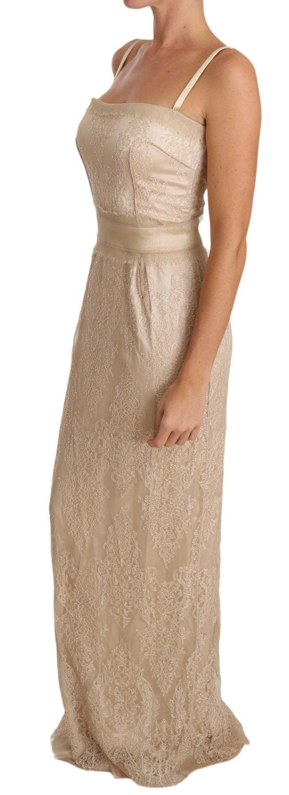 Dolce & Gabbana Beige Lace Spaghetti Strap Sheath Dress -   -  Dolce & Gabbana.