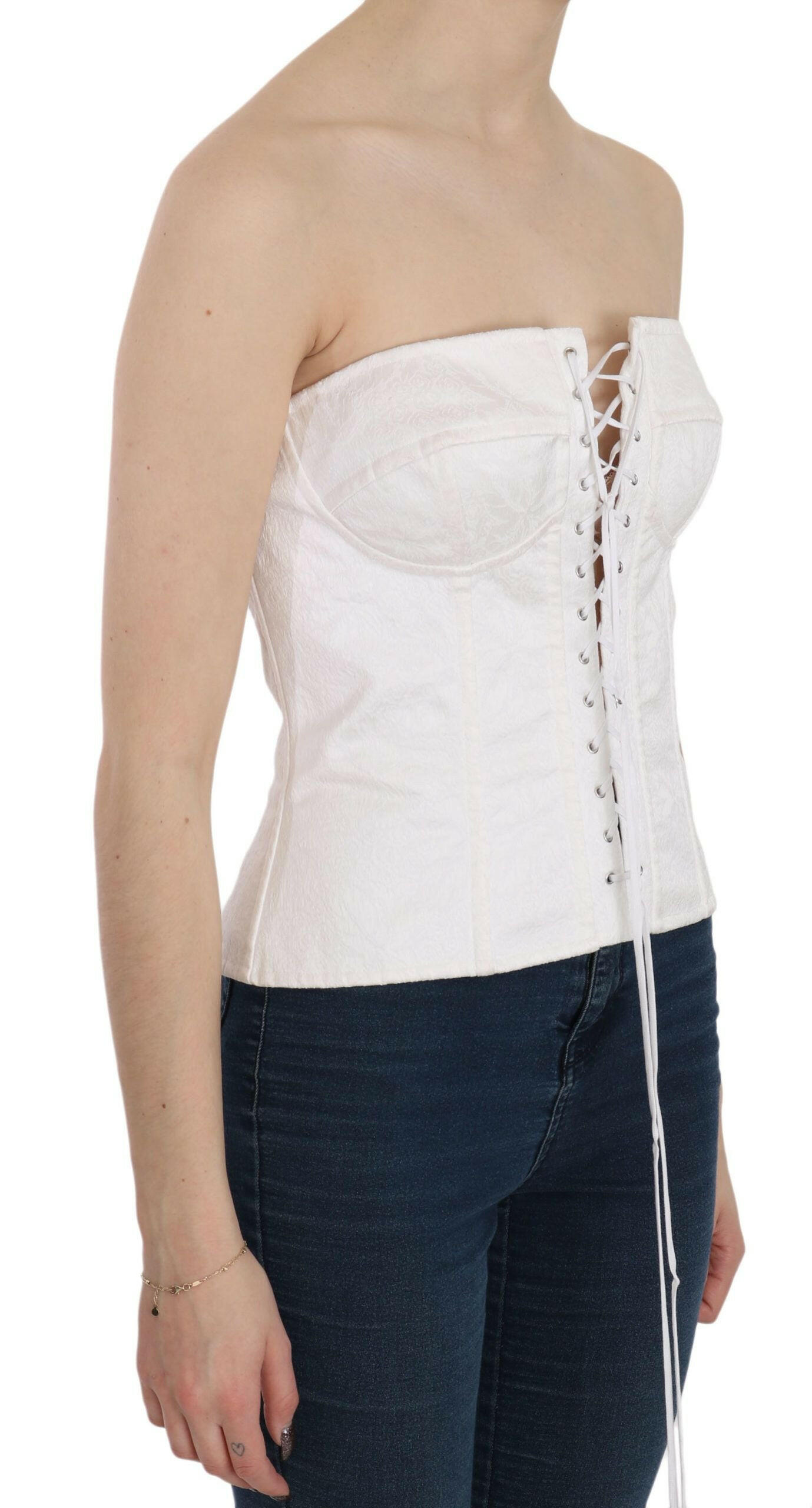 Dolce & Gabbana White PALERMO Cotton Bustier Top Corset -   -  Dolce & Gabbana.