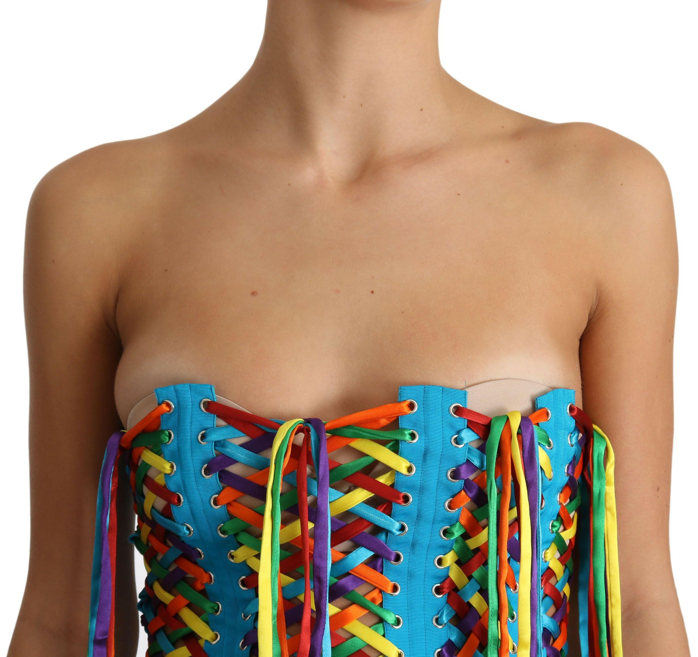 Dolce & Gabbana Multicolor Strings Bustier Polyester Corset  Top -   -  Dolce & Gabbana.