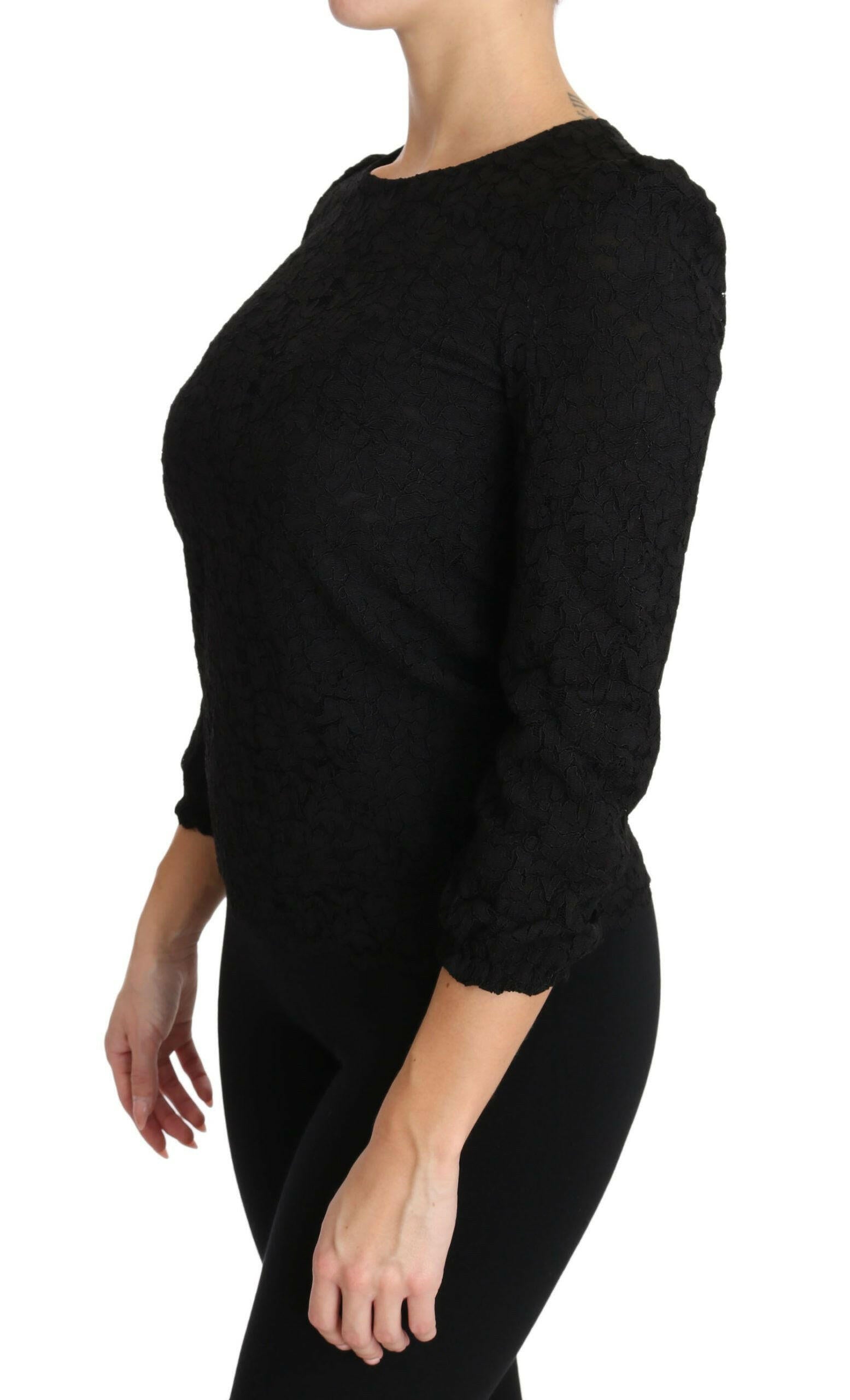 Dolce & Gabbana Black Floral Lace Zipper Top Blouse -   -  Dolce & Gabbana.