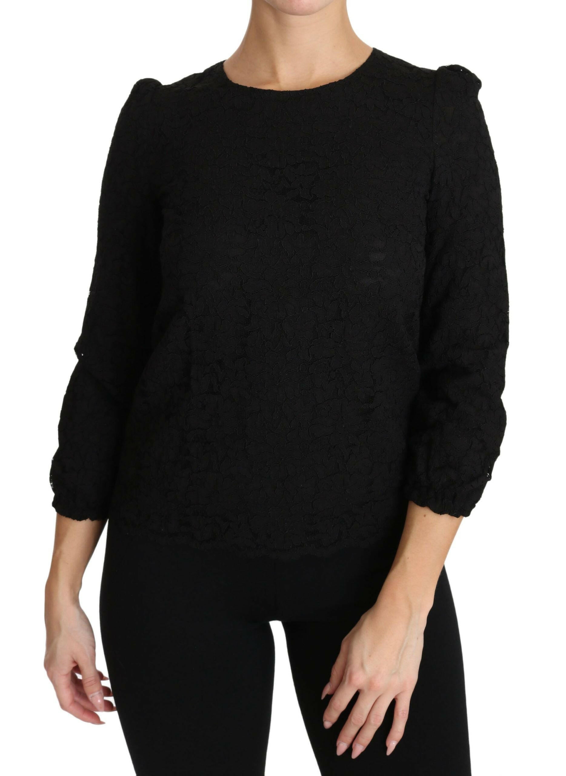 Dolce & Gabbana Black Floral Lace Zipper Top Blouse -   -  Dolce & Gabbana.