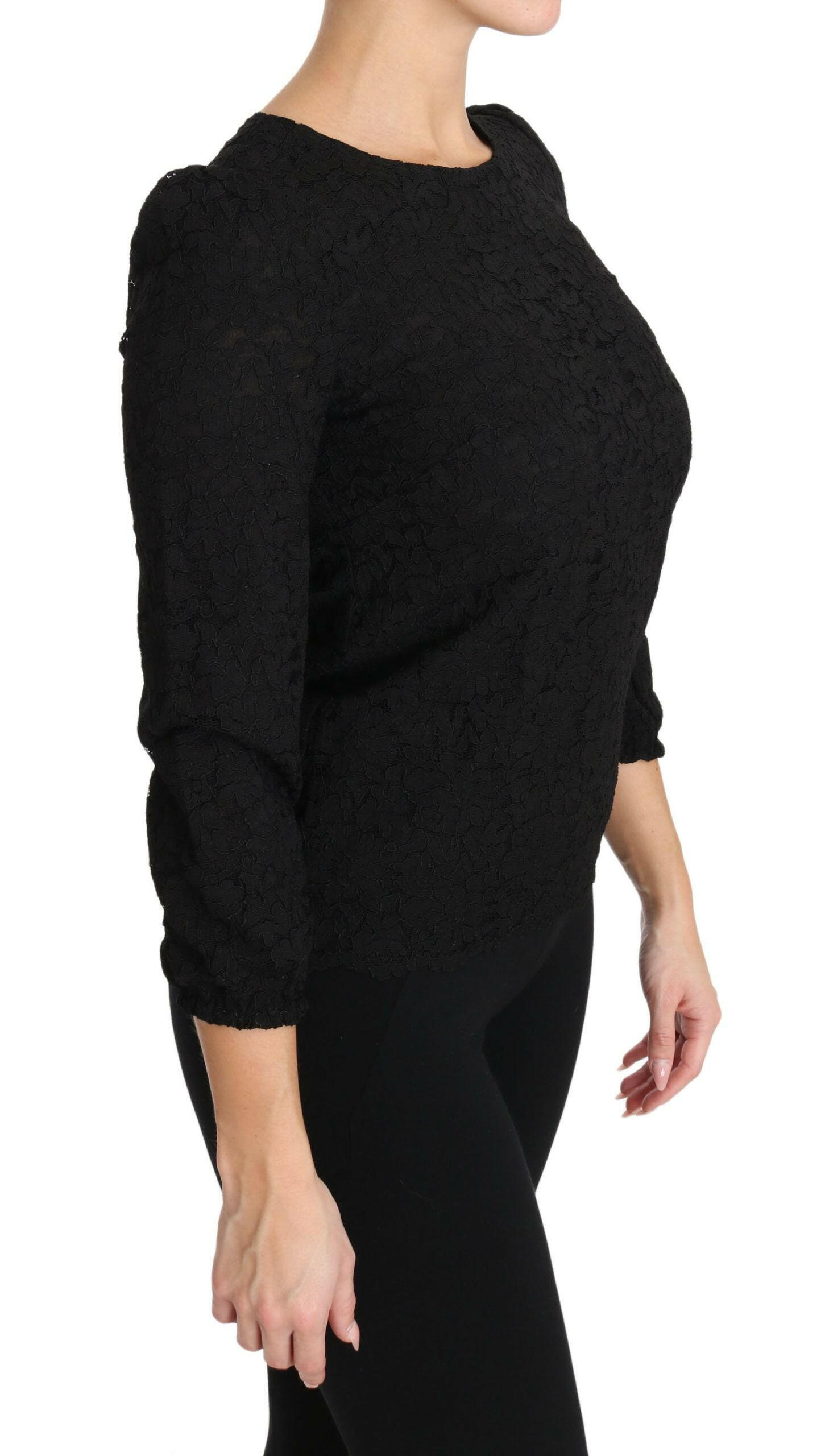 Dolce & Gabbana Black Floral Lace Zipper Top Blouse -   -  Dolce & Gabbana.